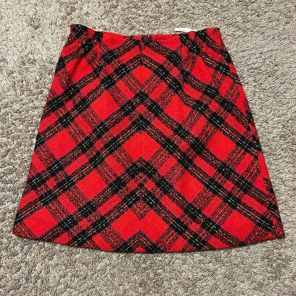 New Wool Country Plaid Red Skirt Women’s Small - Picture 2 of 7